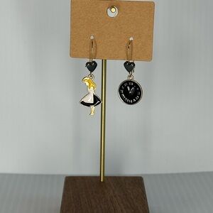 Heart & Alice Clock Earrings